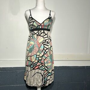 Double Zero spaghetti strap triangle top empire waste, geometric flower dress